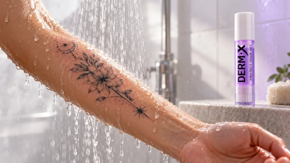 Ducharse con un tatuaje recién hecho protegido con sellador impermeable DERM·X