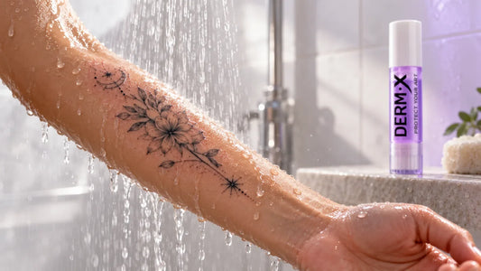 Ducharse con un tatuaje recién hecho protegido con sellador impermeable DERM·X